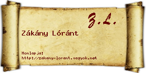 Zákány Lóránt névjegykártya